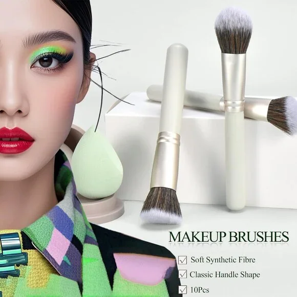 10Pcs Makeup Brush Set With Sponges And Drying/Storage Case